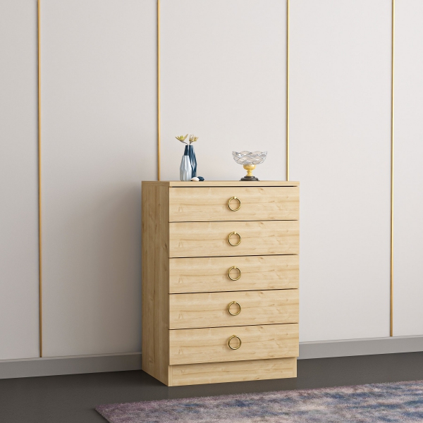Hortus Dresser with Drawers - Oak & Gold