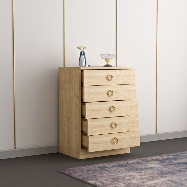 Hortus Dresser with Drawers - Oak & Gold