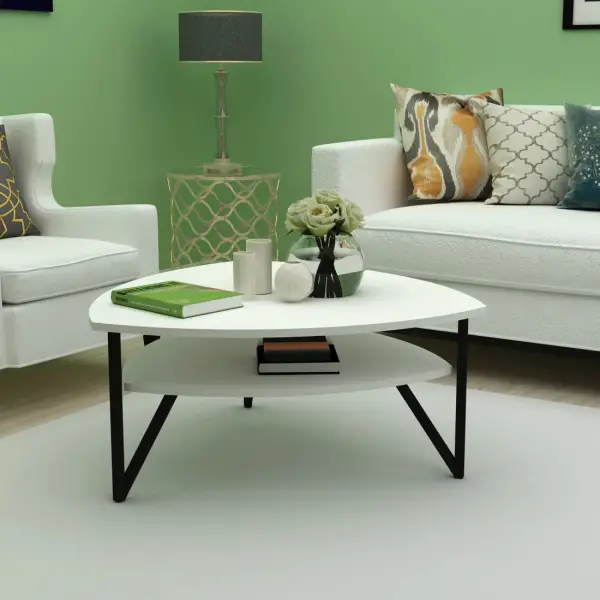 Adonis Coffee Table with Storage Shelf - White