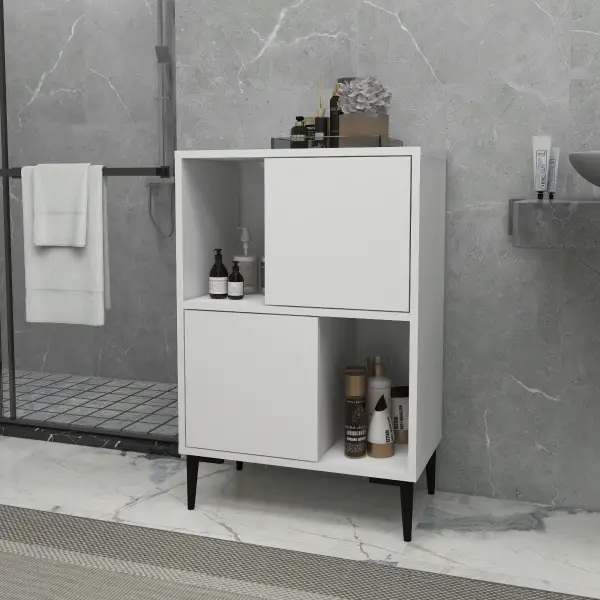 Jeremy Bathroom Cabinet with Shelves - Beyaz