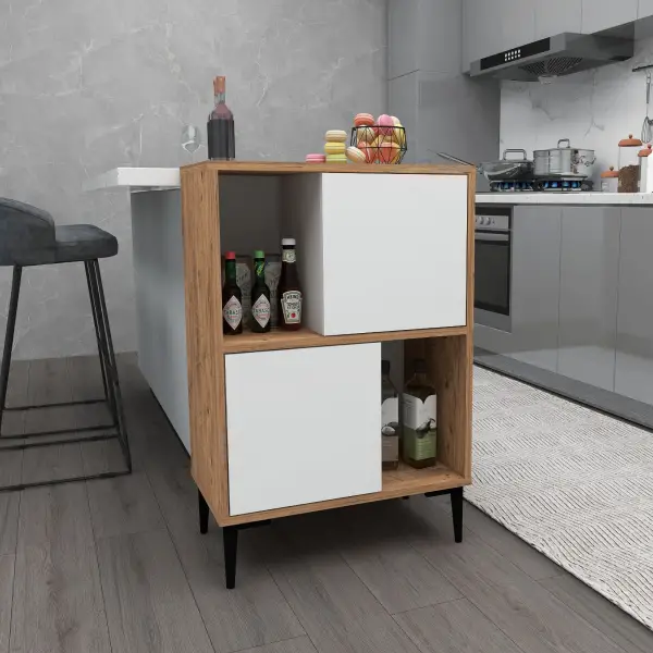 Jeremy Kitchen Cabinet with Shelves - Atlantic Pine & White