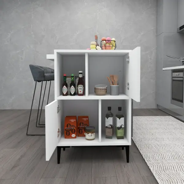 Jeremy Kitchen Cabinet with Shelves - White