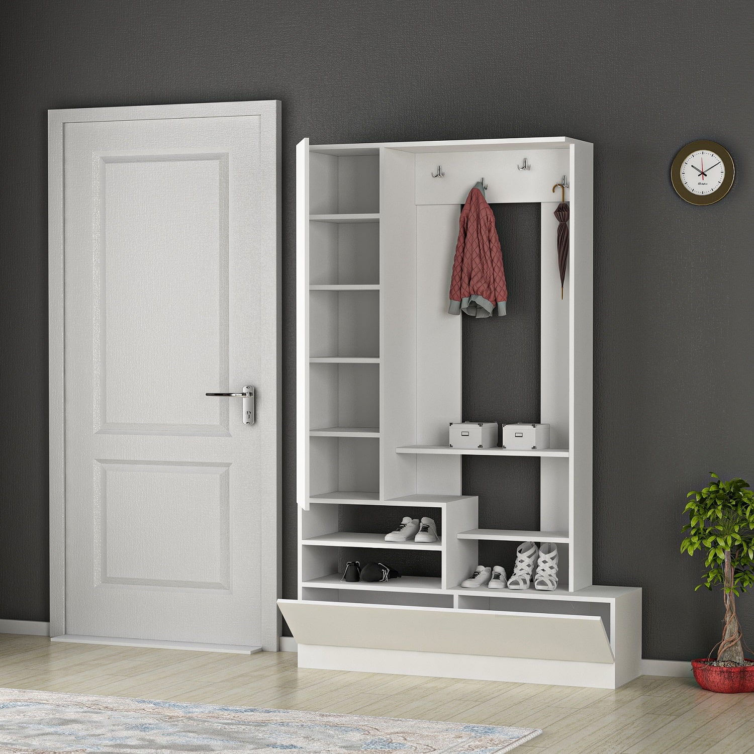 Furniture - Coat Rack Garden White Furniture Netsan and - Shelves Entryway Cabinets with Seta & Home - Manufacturer