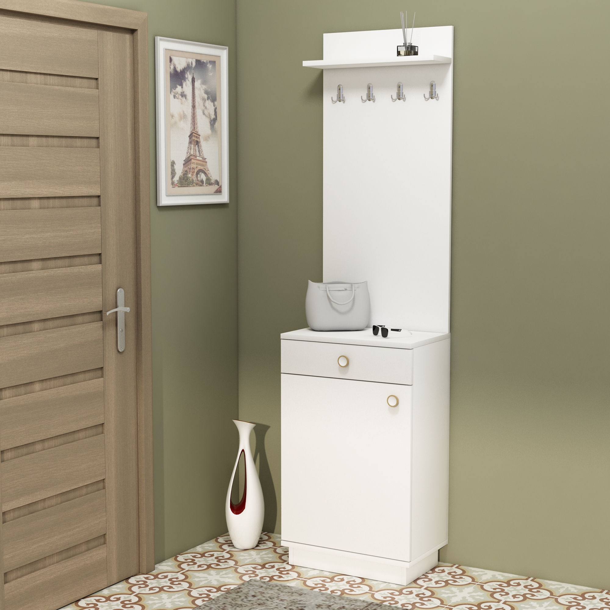 Summer Hallway Coat Rack with White Netsan Furniture Home