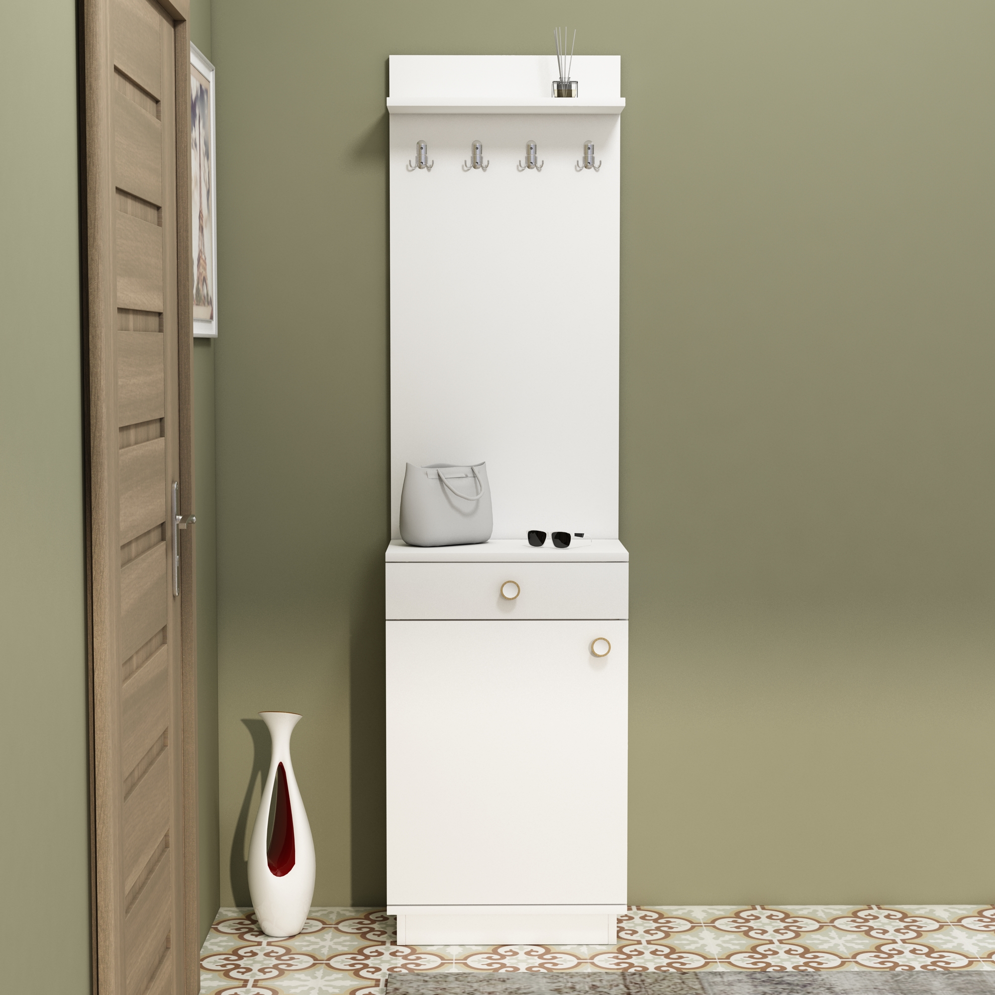 Summer Hallway Coat Rack with White Netsan Furniture Home