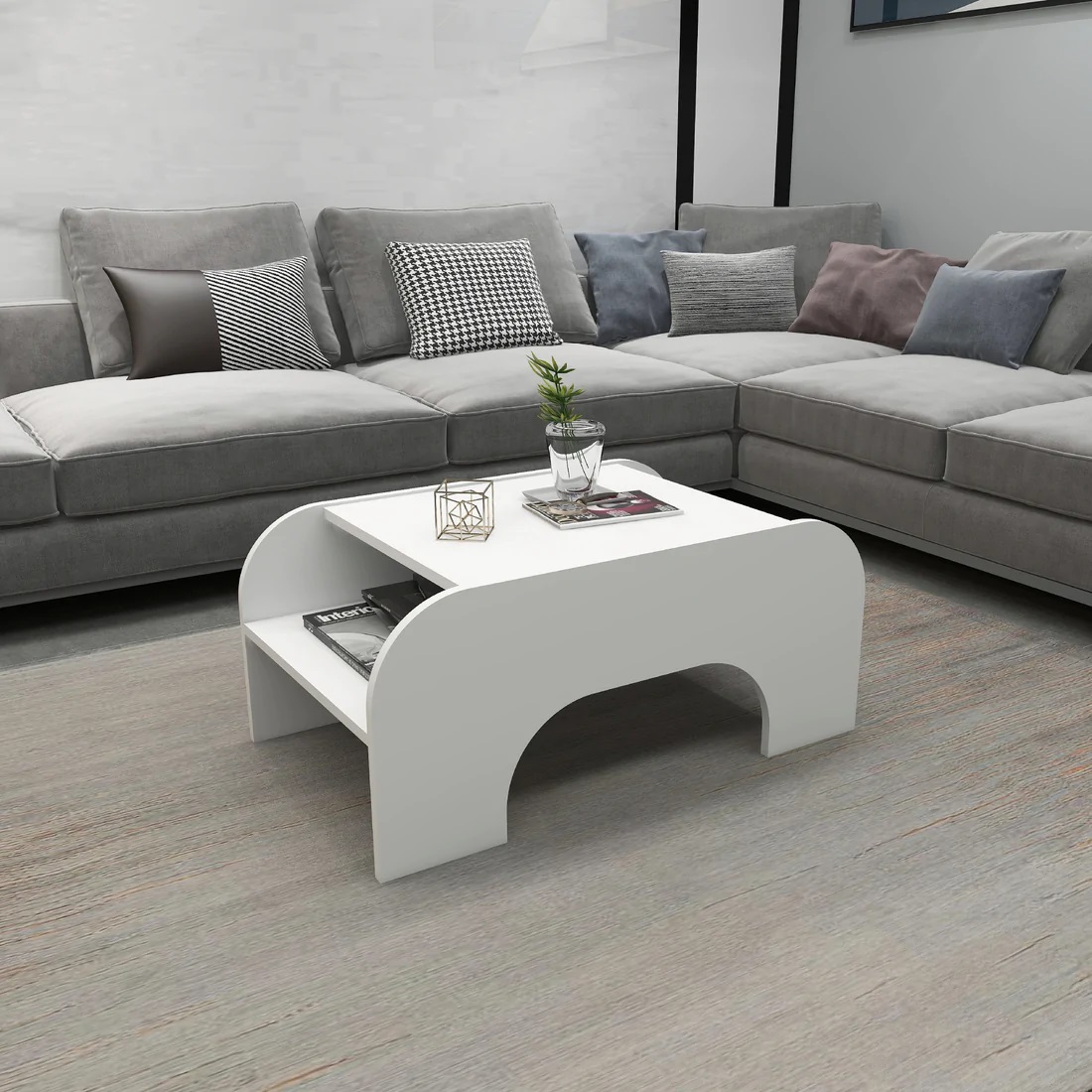 Tresa Coffee Table with Storage Unit White Netsan Furniture Home