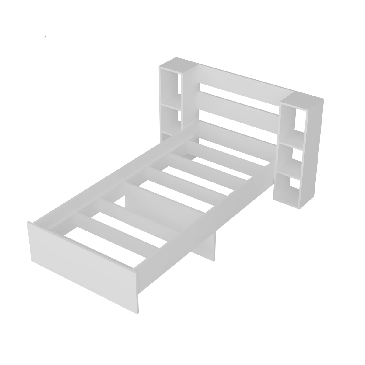 Erica Bedstead Bed Frame with Storage Shelves - White