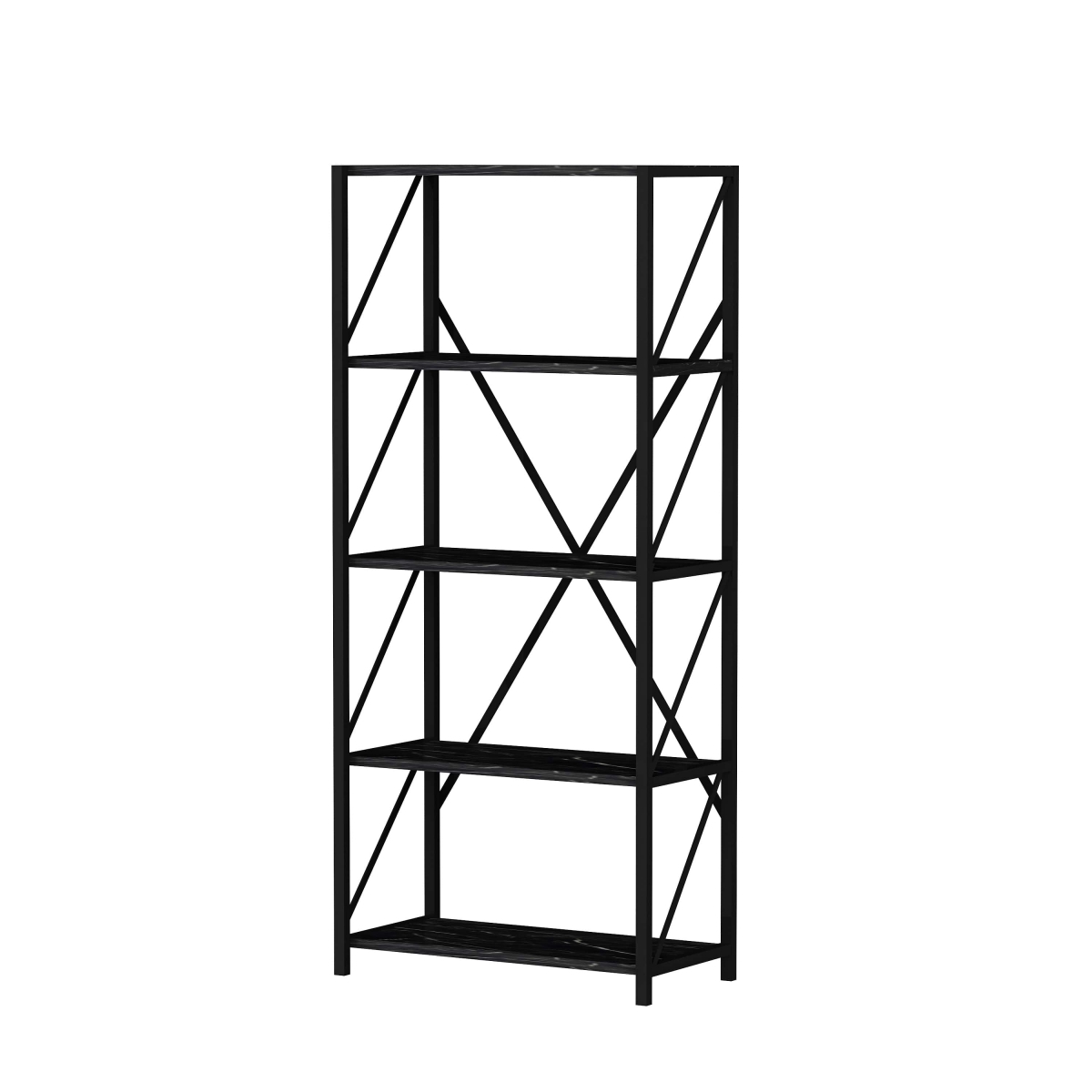 Hilda Metal Manufactured Wood Bookcase Black Marble Effect Netsan