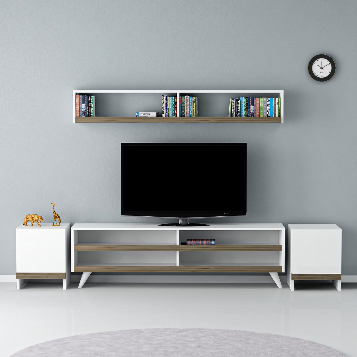 Callis TV Stand and Entertainment Center - White & Walnut