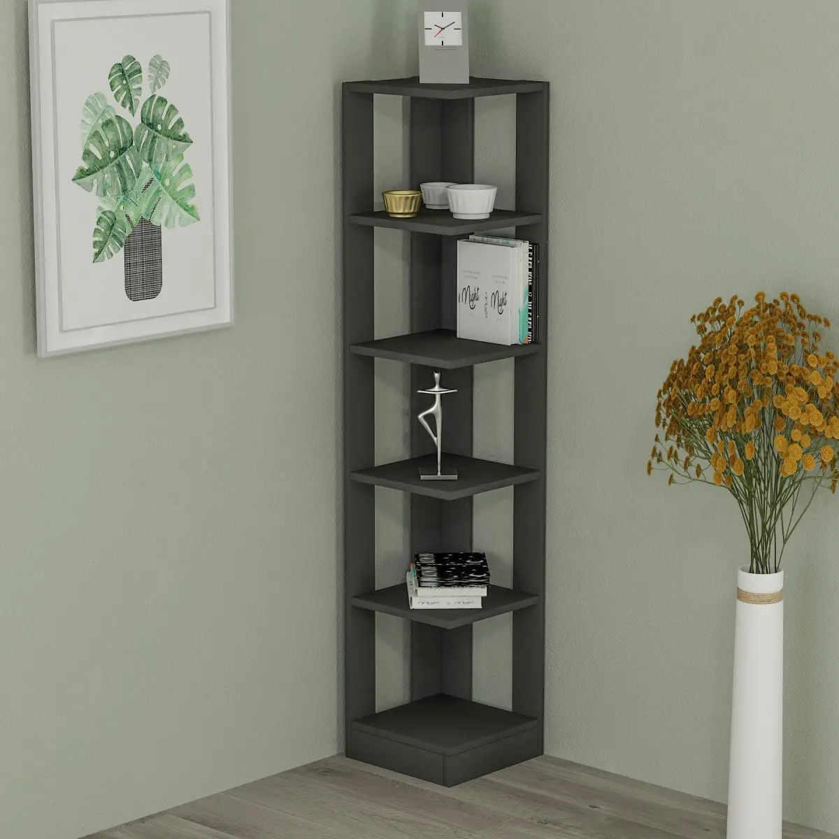 Beech Corner Bookcase - Anthracite