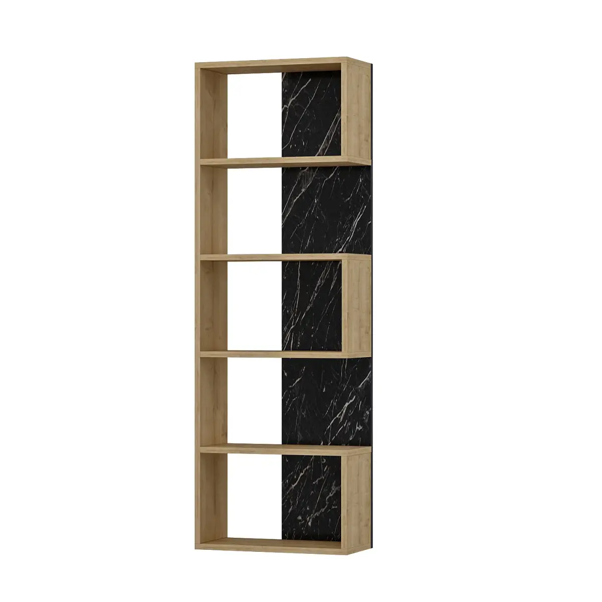 Zella Bookcase - Oak & Black Marble Effect