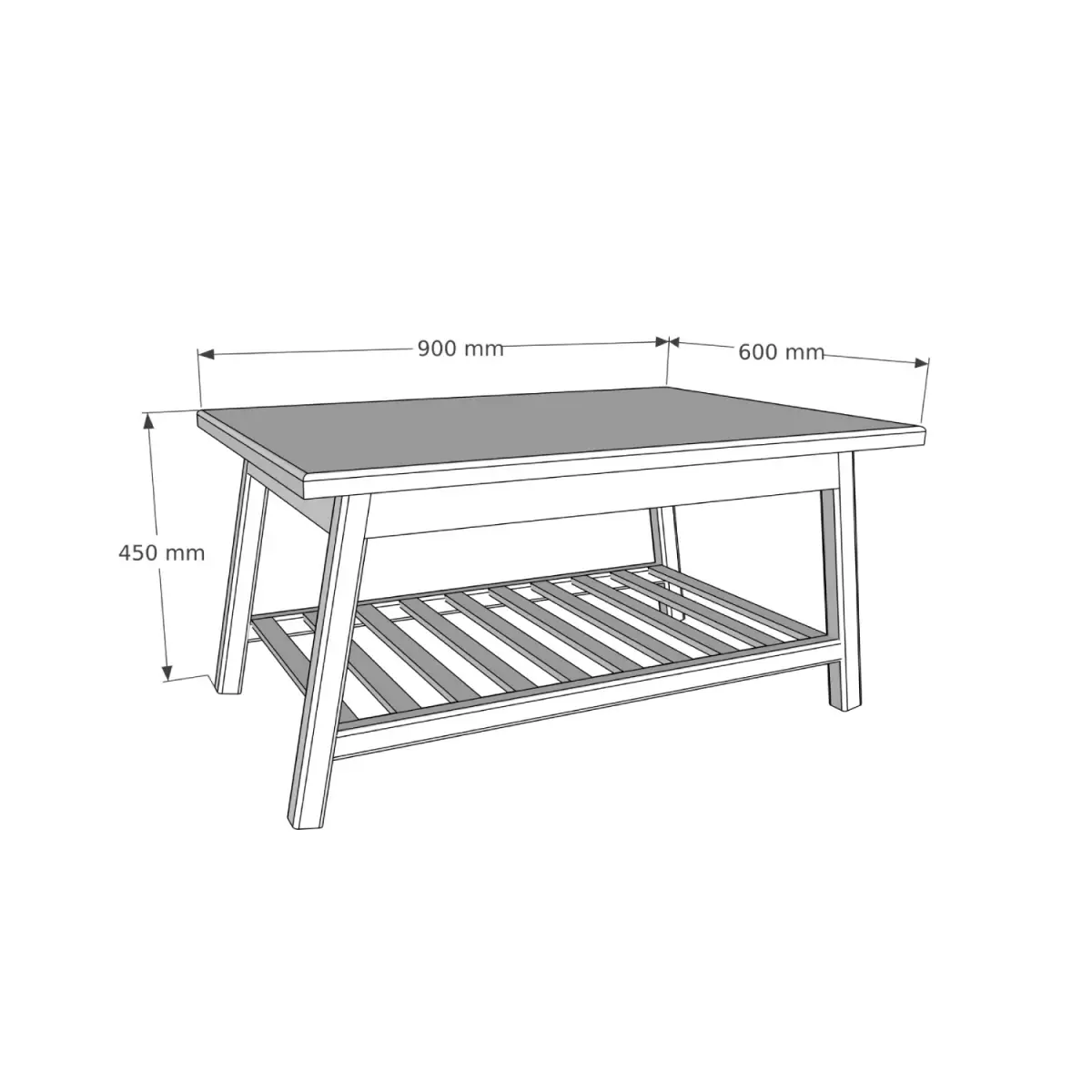 Ayla Wood Coffee Table with Storage Shelf - Walnut