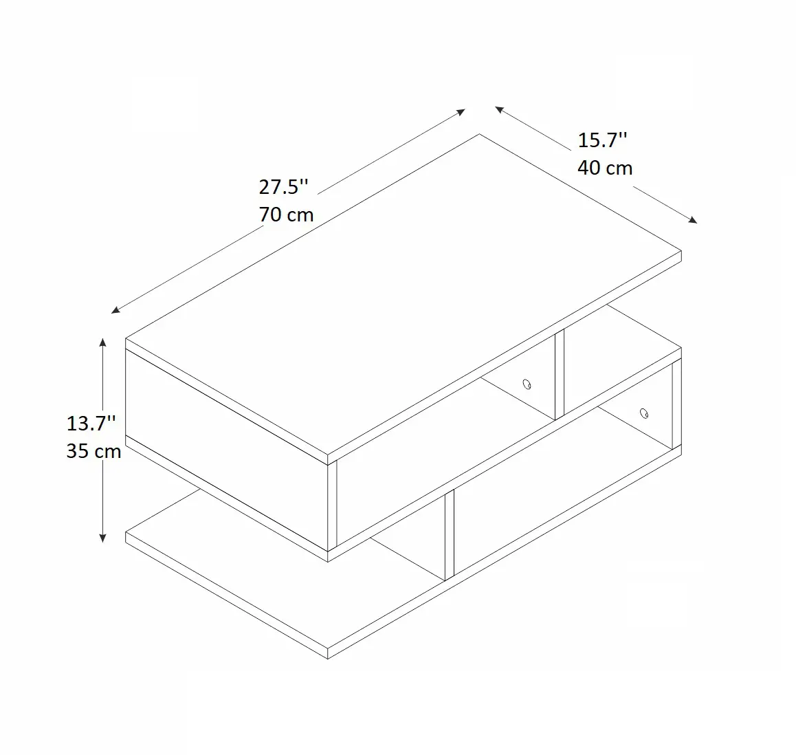 Karla Coffee Table with Storage Shelves - Oak