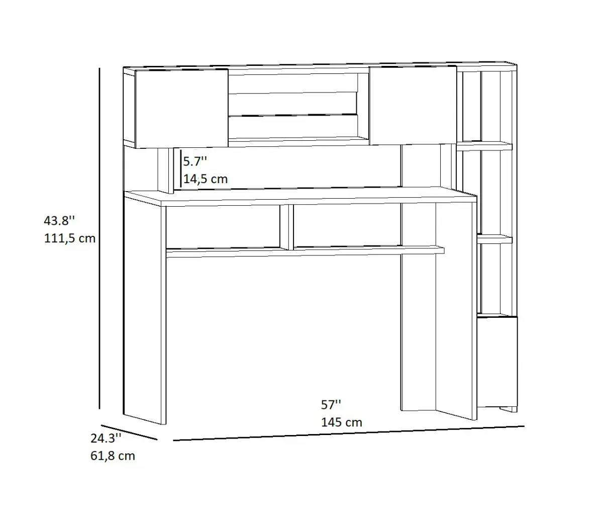 Reyna Computer Desk with Cabinets and Shelves - White & Walnut