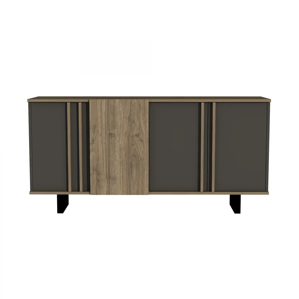 Fido Sideboard with Cabinets and Shelves - Walnut & Anthracite
