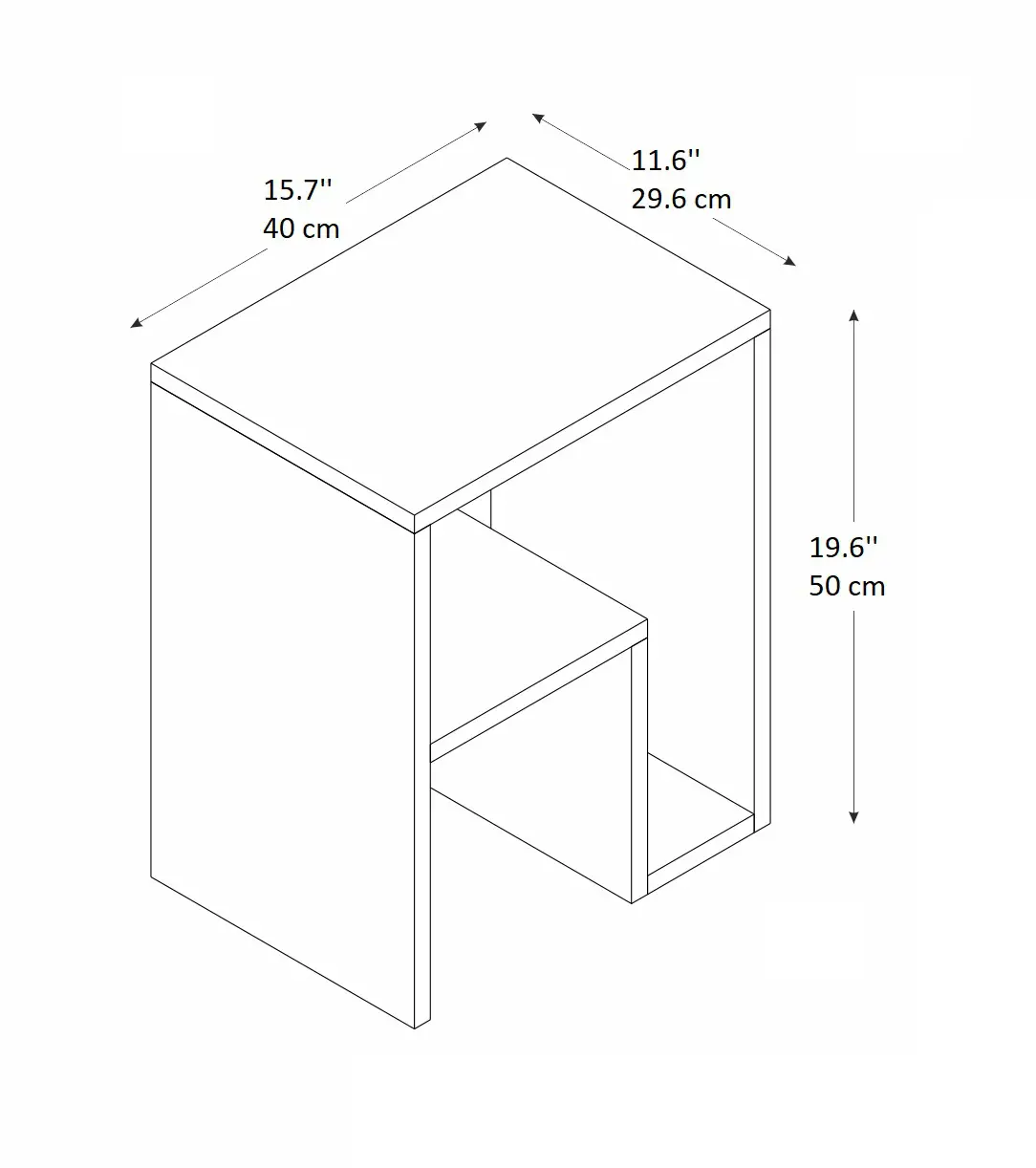 Salvia Side Table with Storage Shelf - White
