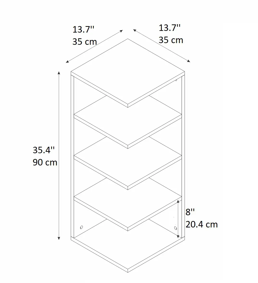 Avilu Corner Bookcase - Anthracite