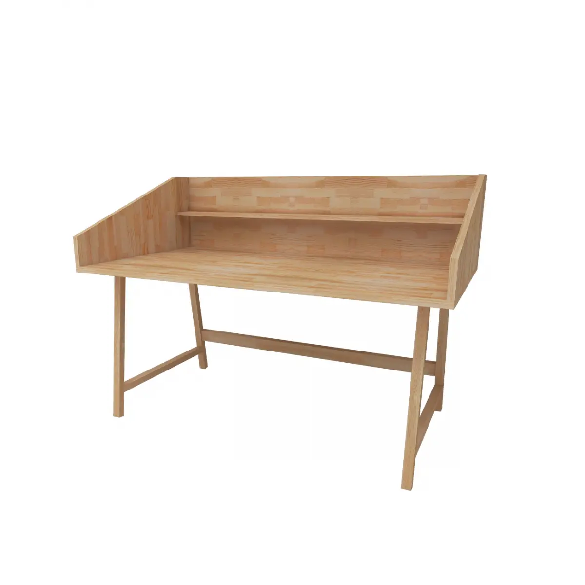Nashy Wood Computer Desk with Front Bar Shelf - Natural