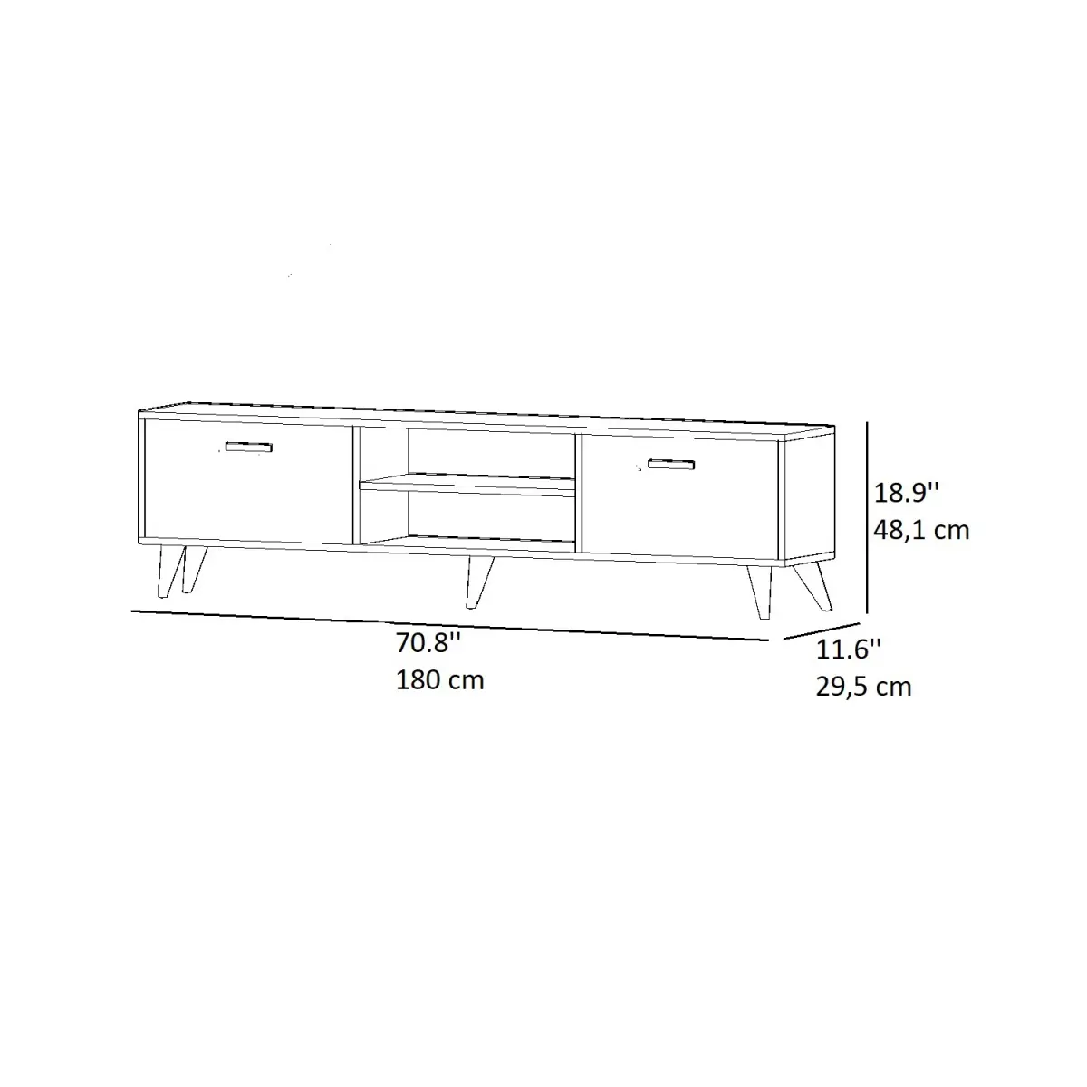Yewana TV Stand and Media Console - Oak & Black
