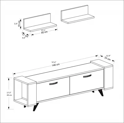 Zeya TV Stand and Entertainment Center - White & Walnut
