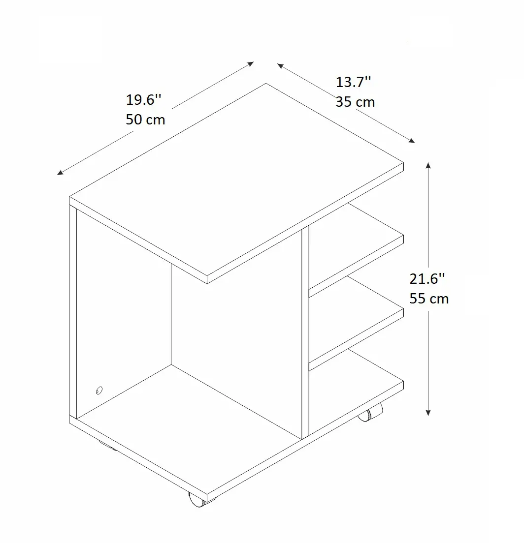 Barny Coffee Table with Storage Shelves and Wheels - Oak
