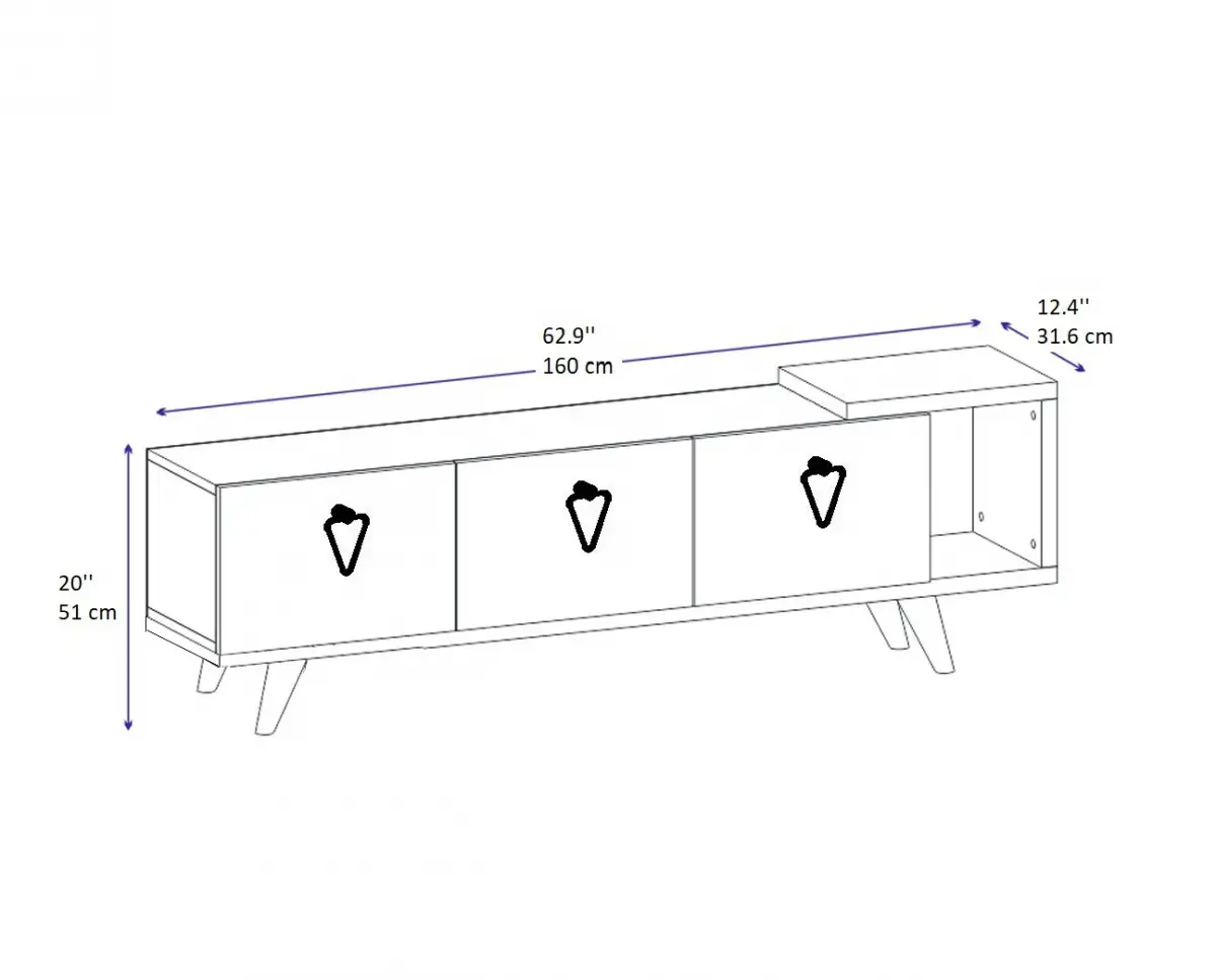 Agnus TV stand with Cabinets and Shelf - Walnut & Anthracite