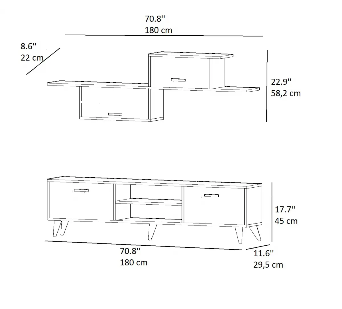 Crystal TV Stand and Entertainment Center - Oak & Black