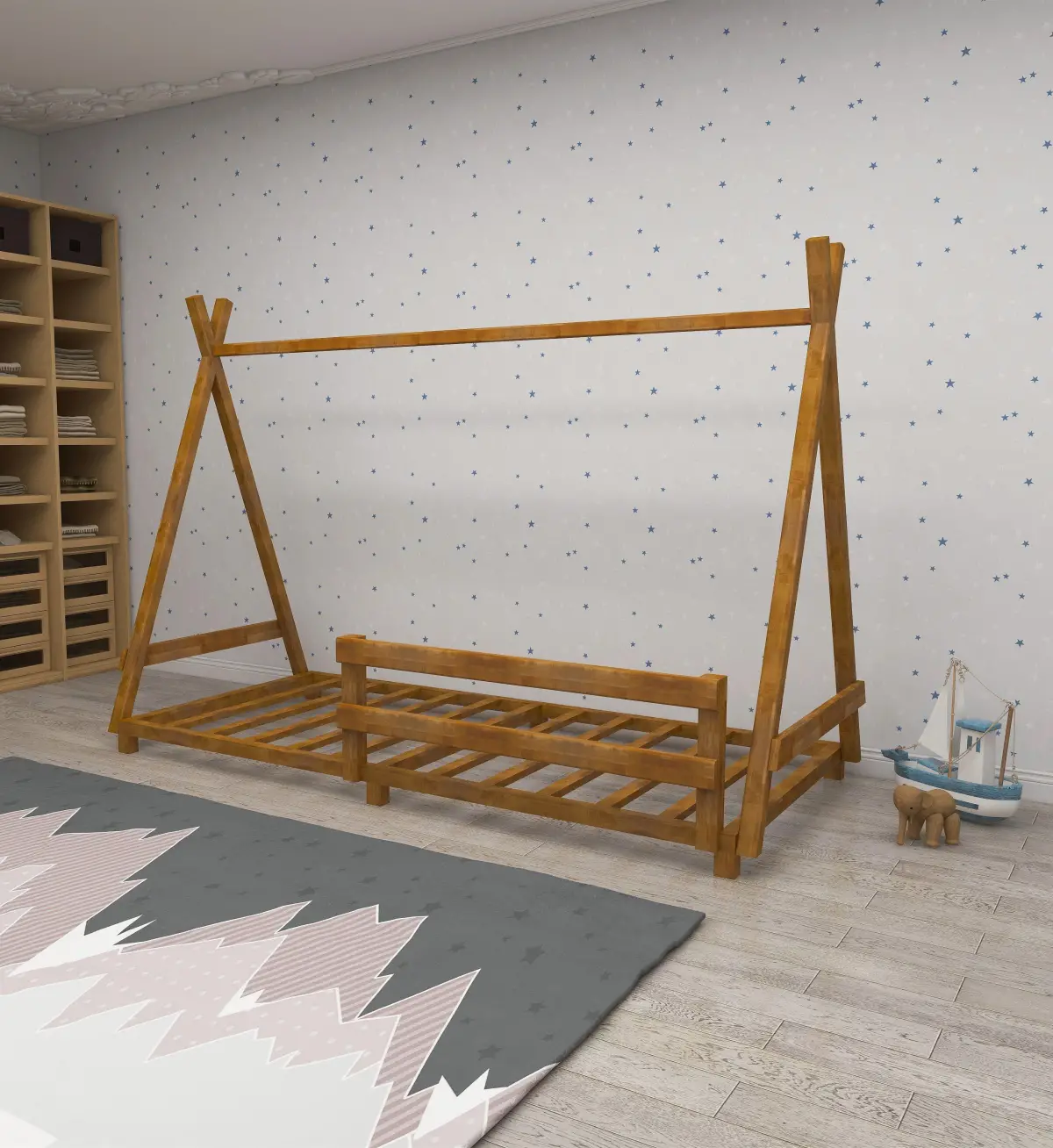 Nanala Solid Wood Montessori Floor Bedstead - Oak