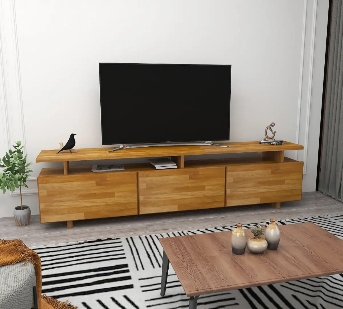 Magnus Solid Wood TV Stand and Media Console - Oak