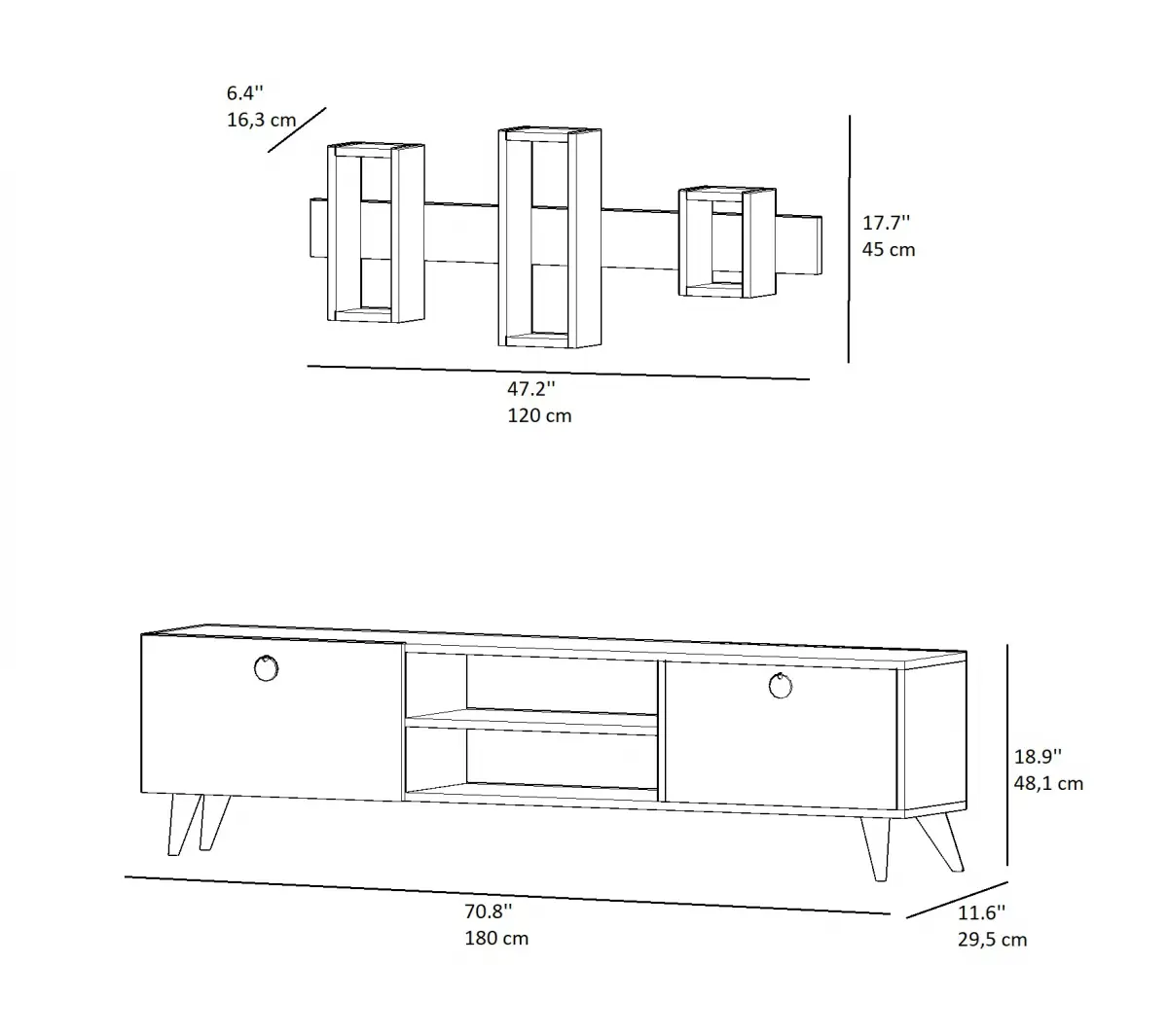 Earthy TV Stand and Entertainment Center - Oak and Anthracite