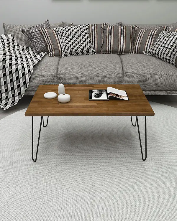 Century Metal Wood Coffee Table - Walnut & Black