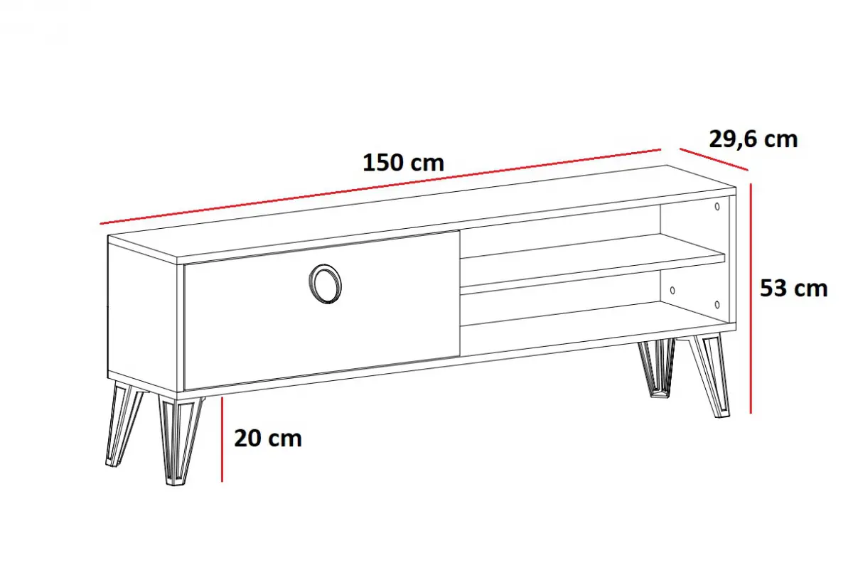 Oslo TV Stand with Cabinet and Shelves - Black Marble Effect & Oak
