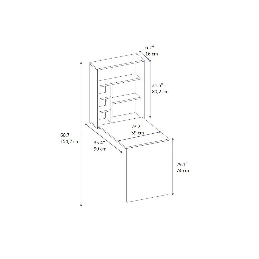 Merril Wall Mounted Foldable Computer Desk with Shelves - Anthracite