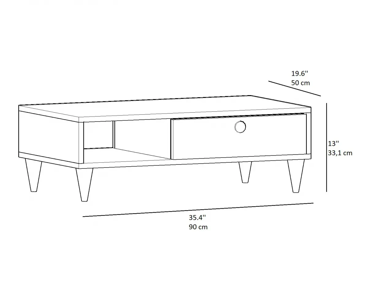 Ariana Coffee Table with Storage Cabinet Shelf - Anthracite & Oak