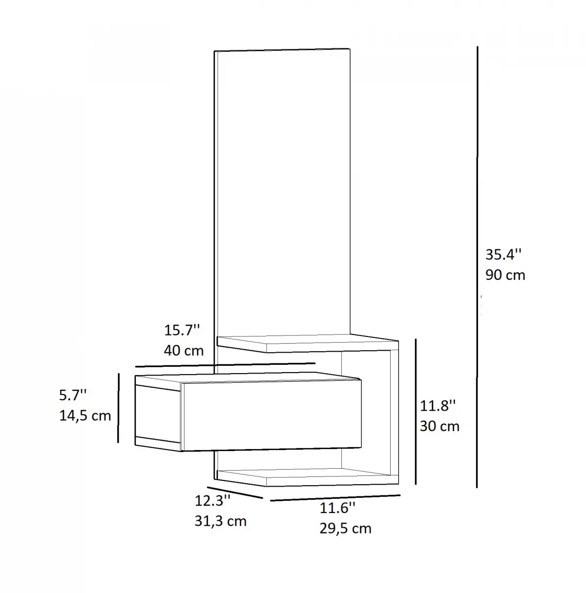 Riveno Dresuar with Drawer and Mirror - Anthracite & Oak