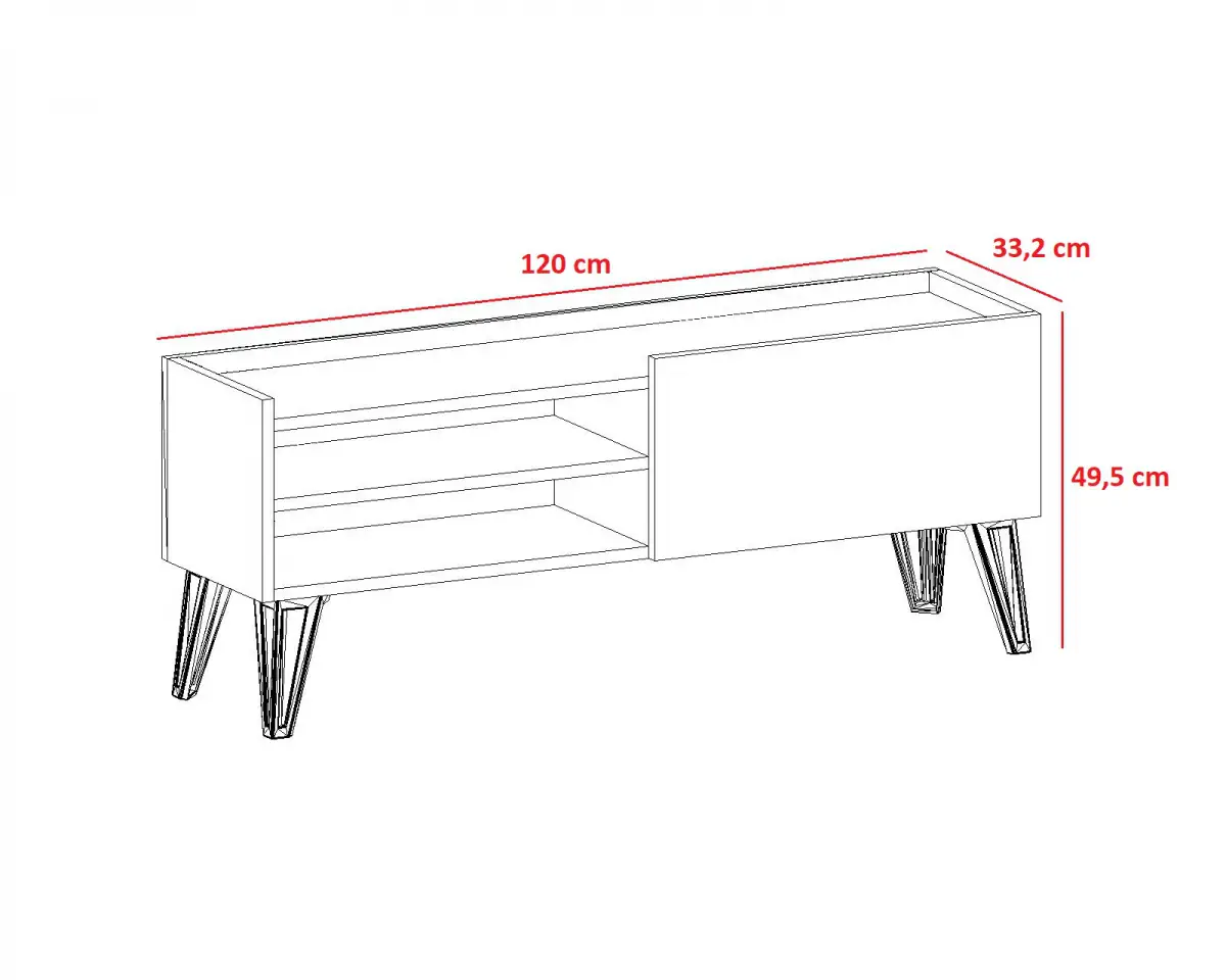 Jannu TV Stand and Media Console - Black Marble Effect & Oak