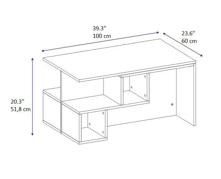 Floro Coffee Table with Storage Shelves - White & Walnut