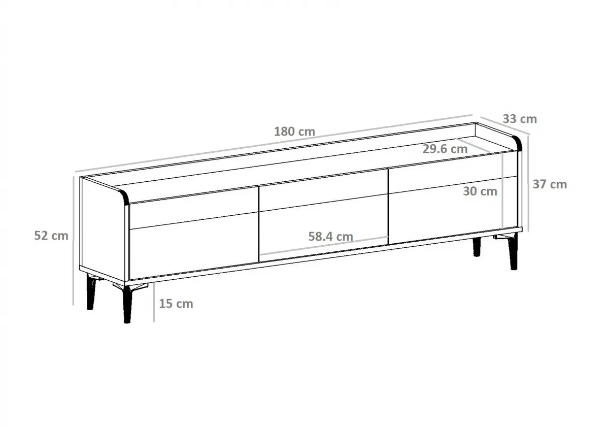 Kara TV Stand with Cabinets - Black Marble Effect & Oak