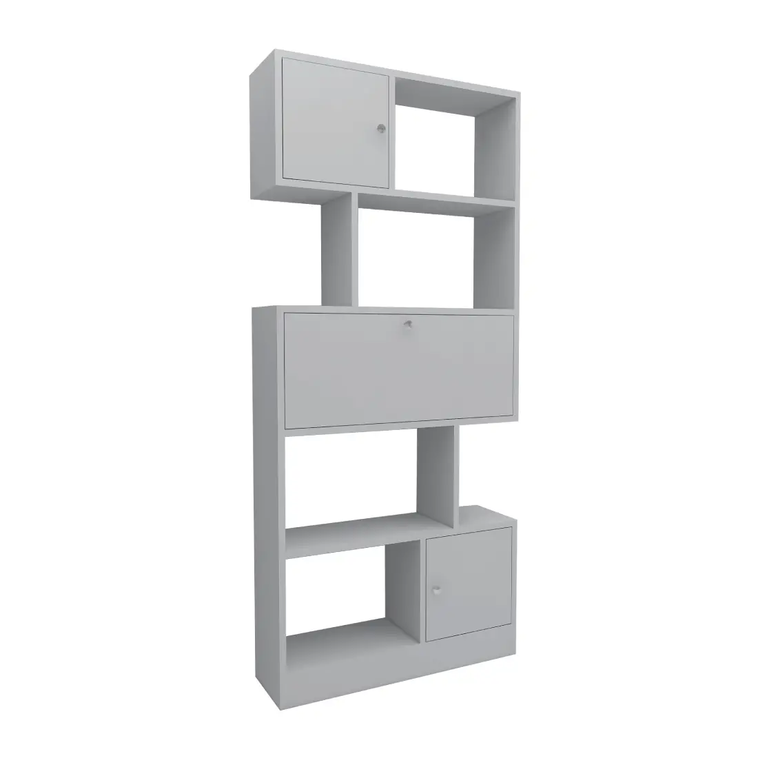 Ricardo Bookcase with Cabinets and Shelves - White