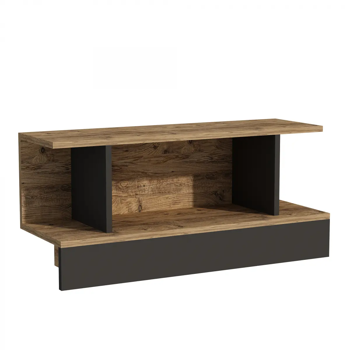 Dustin TV Stand with Shelves - Atlantic Pine & Anthracite