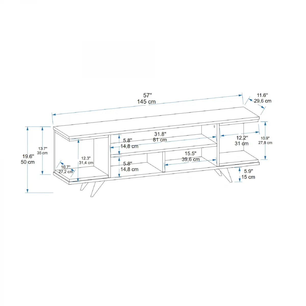 Whalen TV Stand with Open Shelves - Light Walnut & Beige