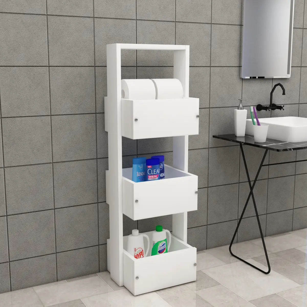 Mita Multi-Purpose Storage Cabinet Shelf - White