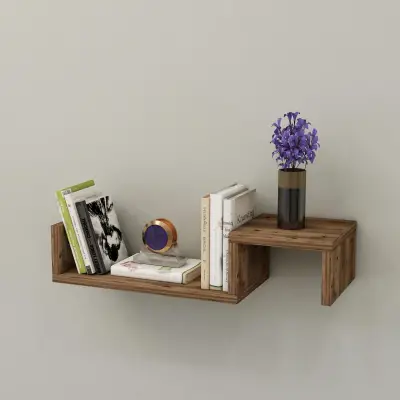Aldos Floating Wall Shelf - Light Walnut