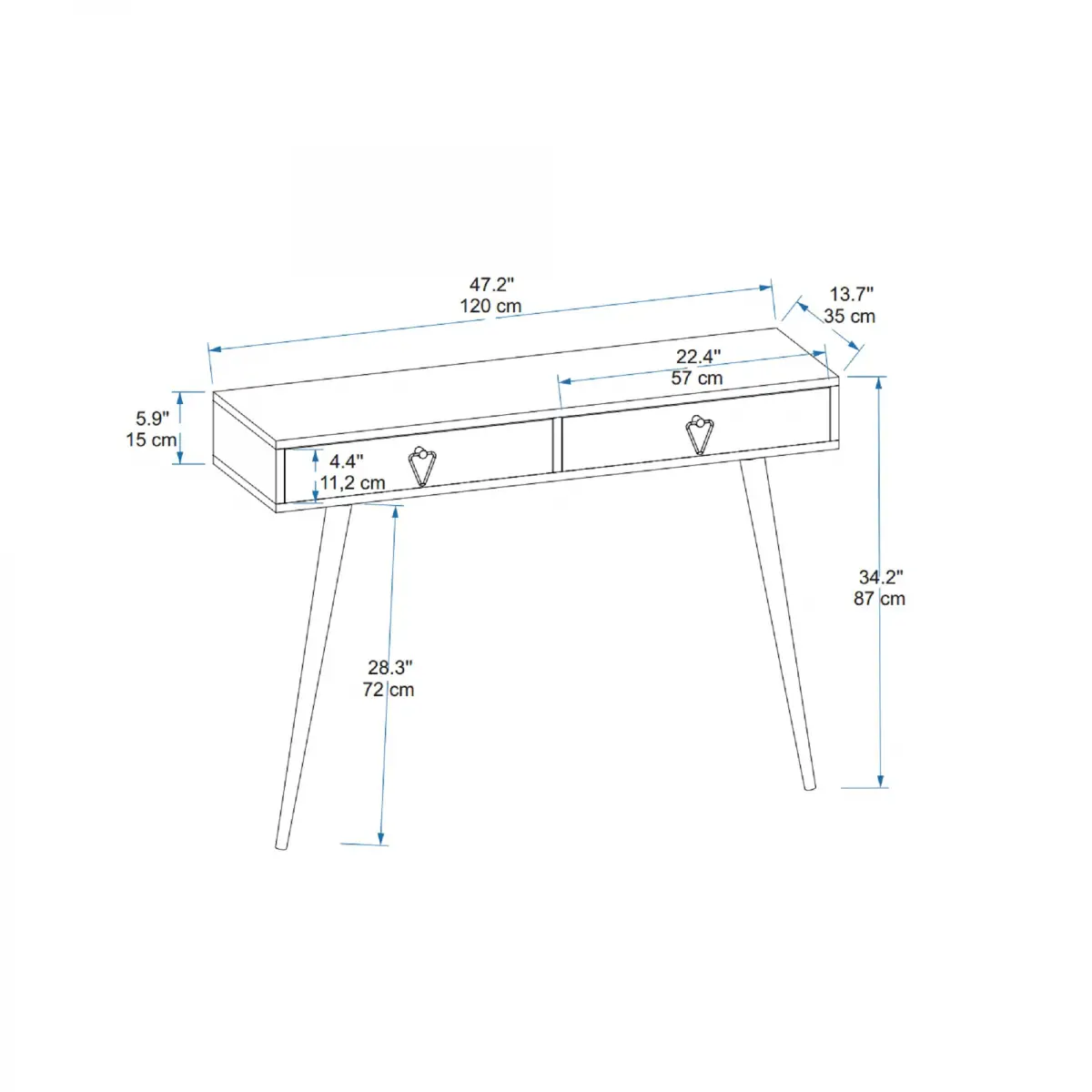 Inferno Dresuar Console Table with Drawers - Anthracite