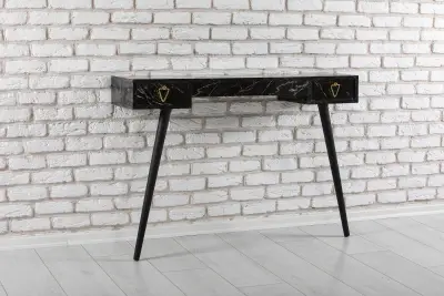 Carasso Dresuar Console Table with Drawer - Black Marble