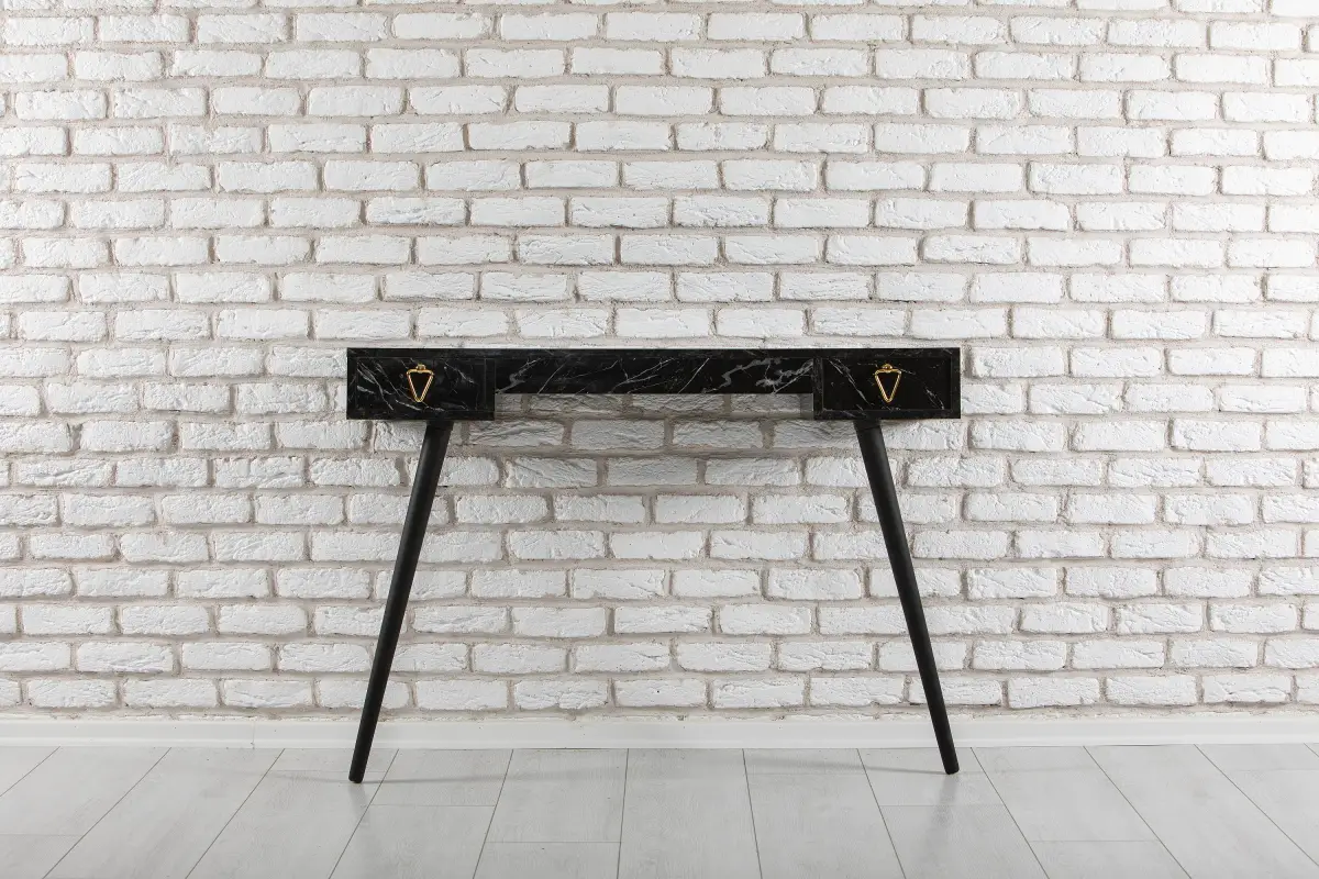 Carasso Dresuar Console Table with Drawer - Black Marble