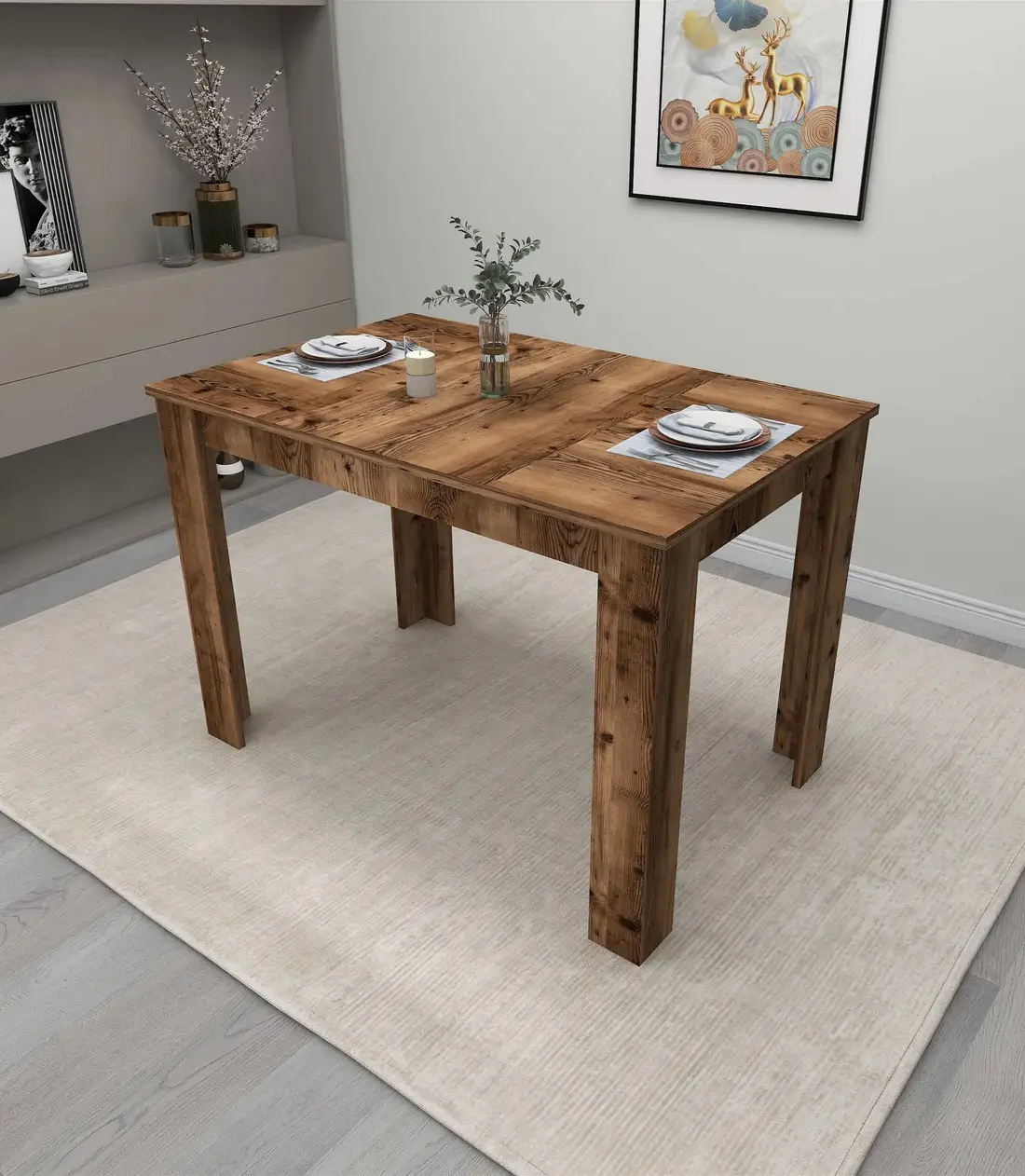 Dennis 110 cm 4 Person Dining Table - Light Walnut