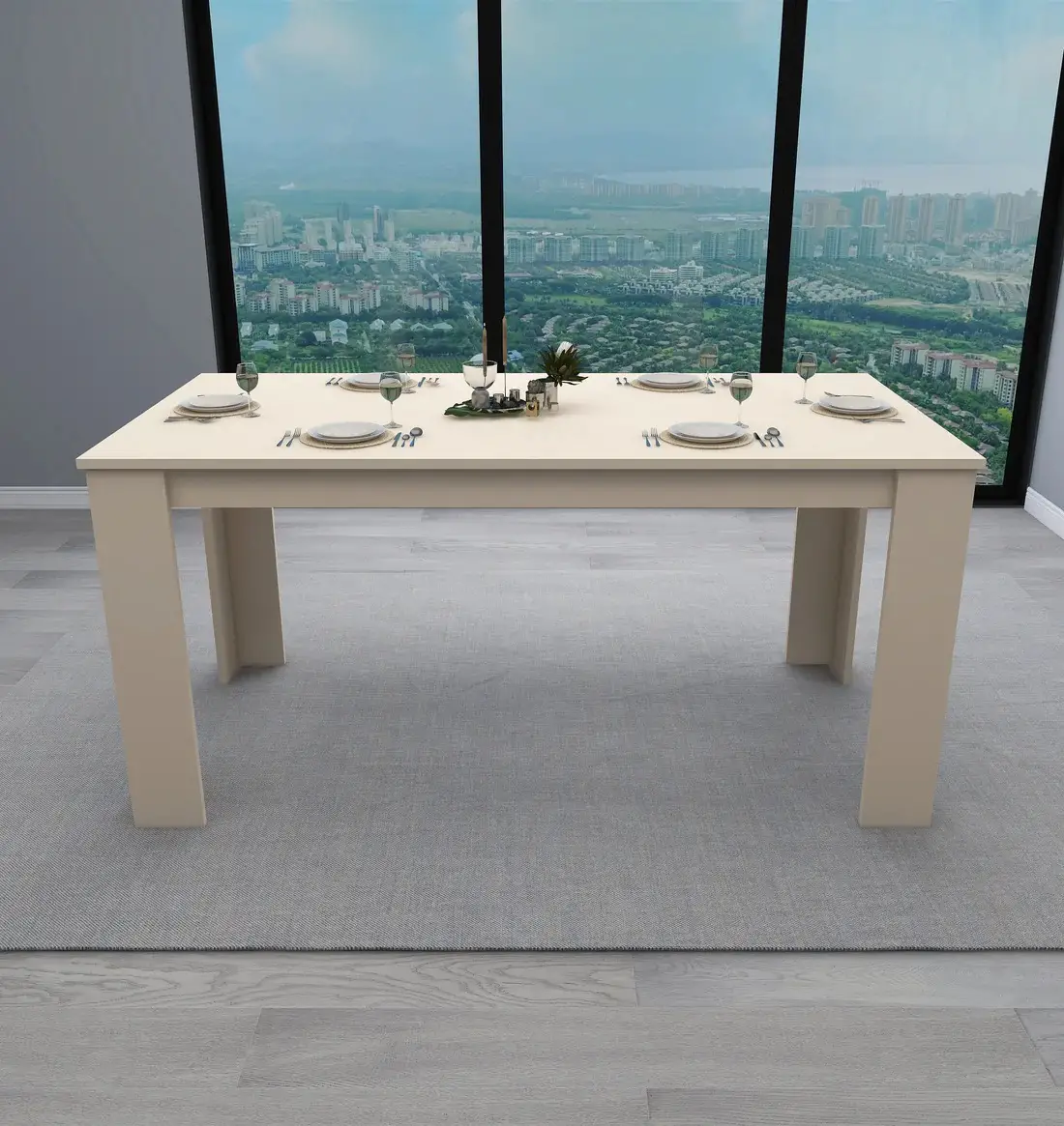 Dennis 160 cm 6 Person Dining Table - Beige