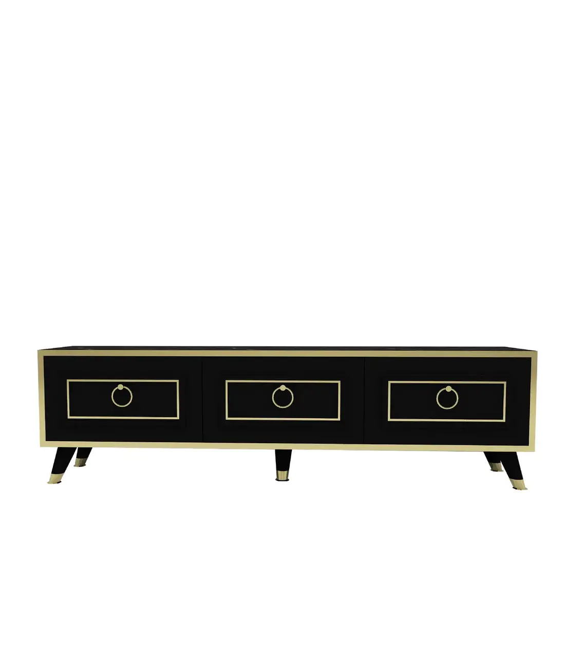 Romens 150 cm Wide TV Stand and Media Console with Cabinets / Black
