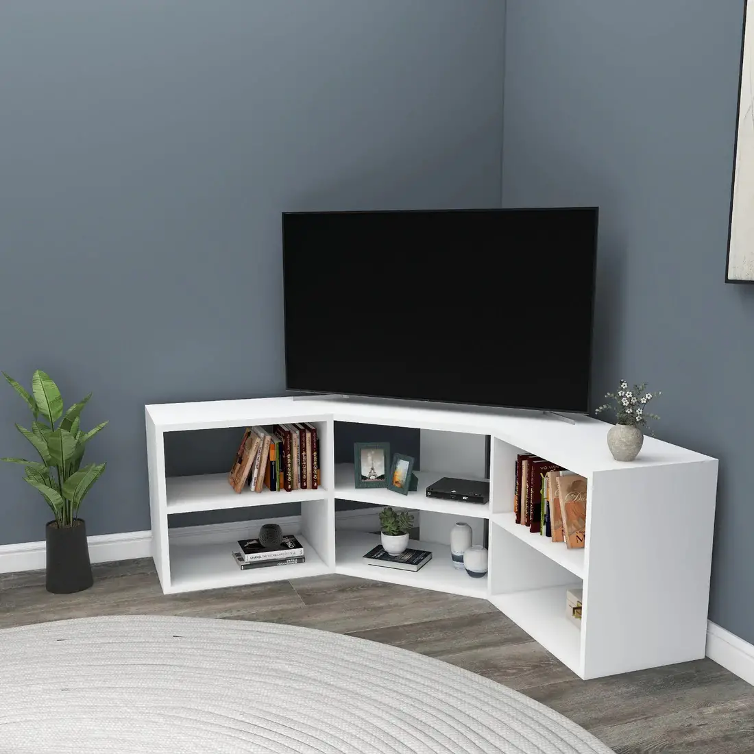Bonnett Corner TV Stand Entertainment Center - White